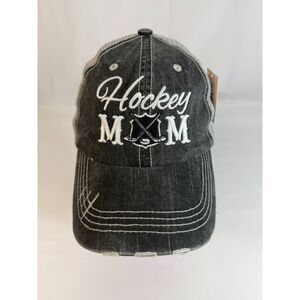 Katydid Hockey Mom Trucker Cap Black Gray NHL Hockey Stick Adjustable Snap Back